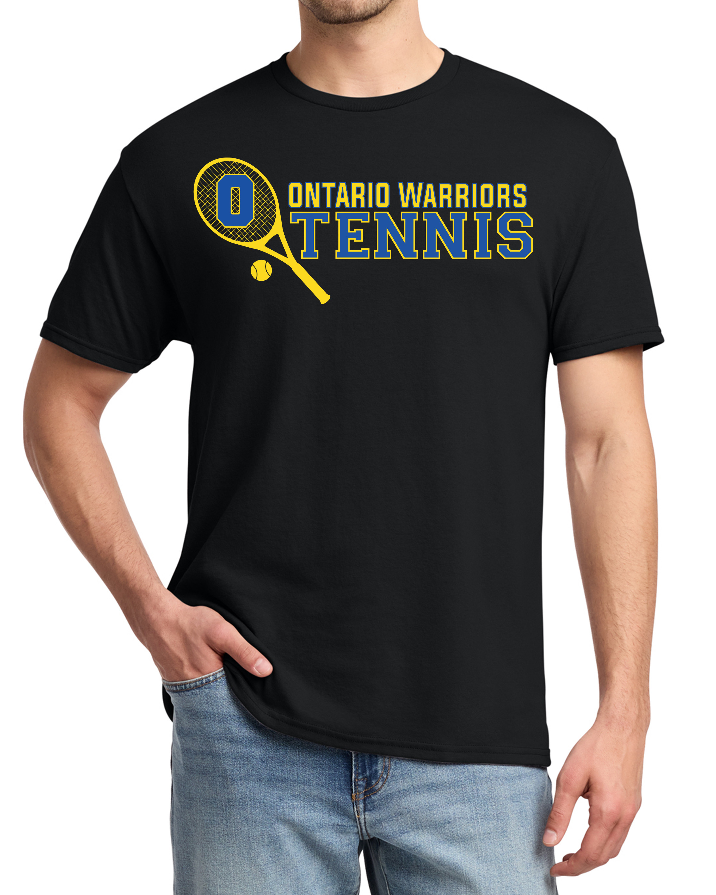 Ontario Girls Tennis Spirit Wear T-shirt-Black-Ontario Warriors Tennis