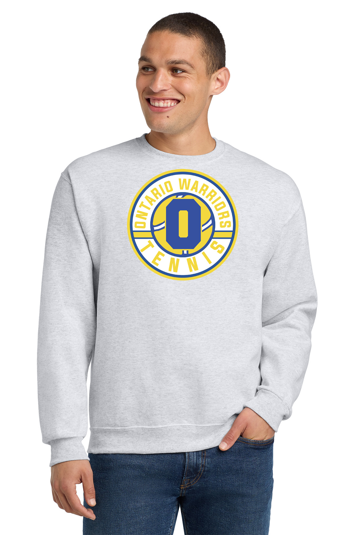 Ontario Girls Tennis Crewneck-Ash Gray Color-Ontario O Circle Logo