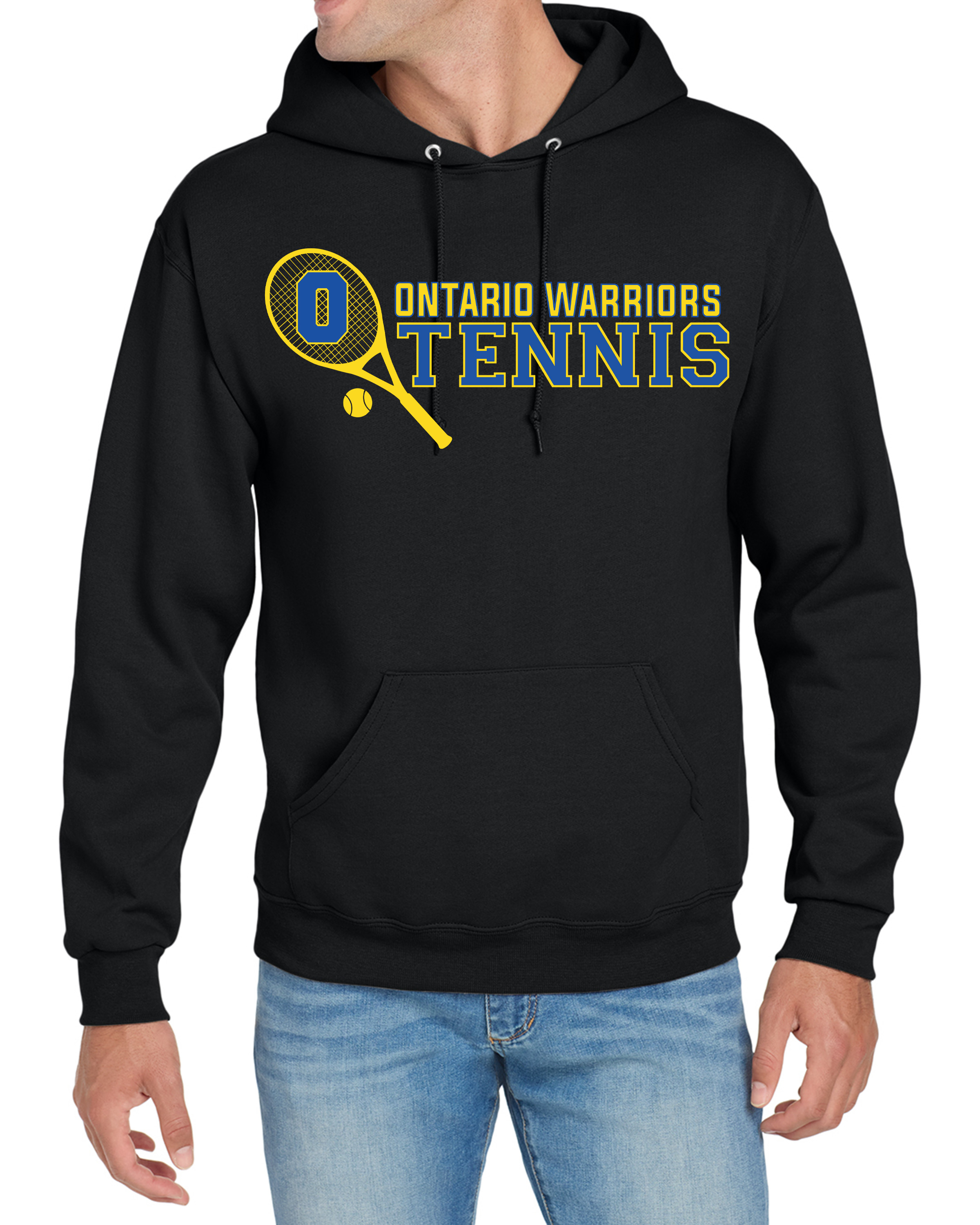 Ontario Girls Tennis Hoodie-Black-Ontario Warriors Tennis