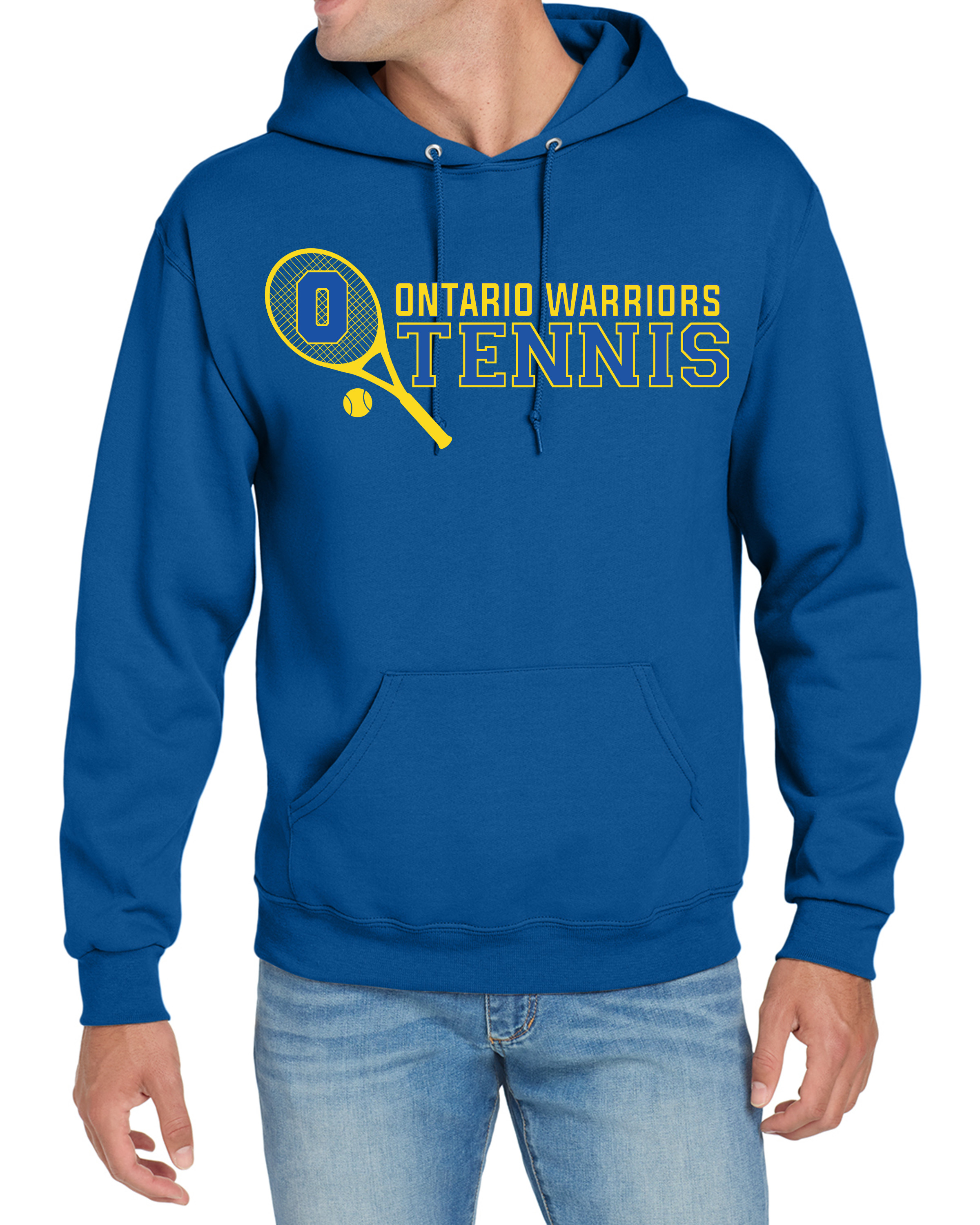 Ontario Girls Tennis Hoodie-Royal Blue-Ontario Warriors Tennis