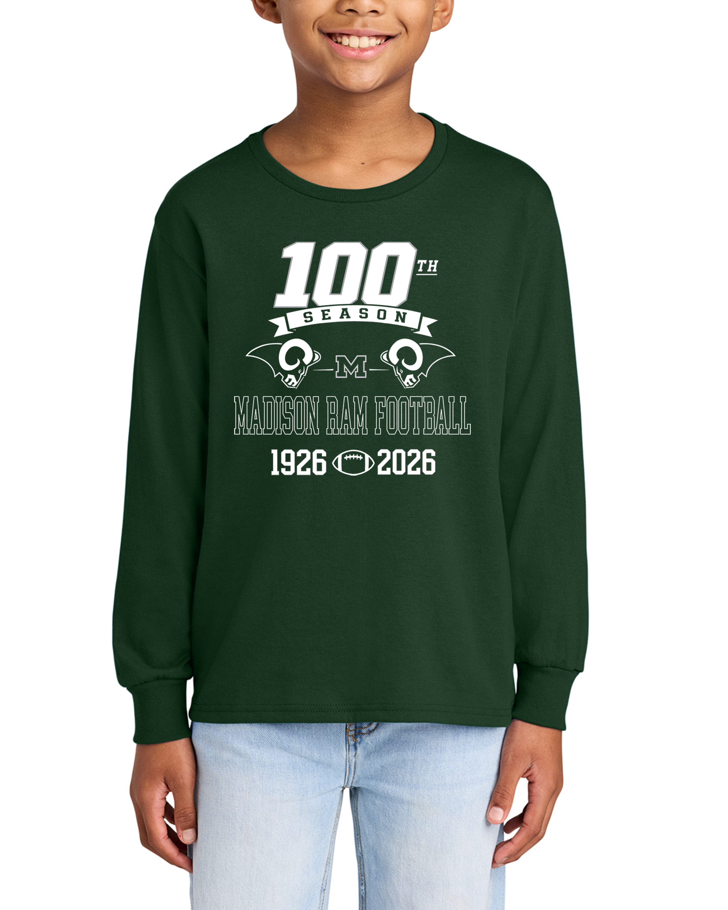 Madison Football 100th Year Long Sleeve (adult & youth) - Image 2