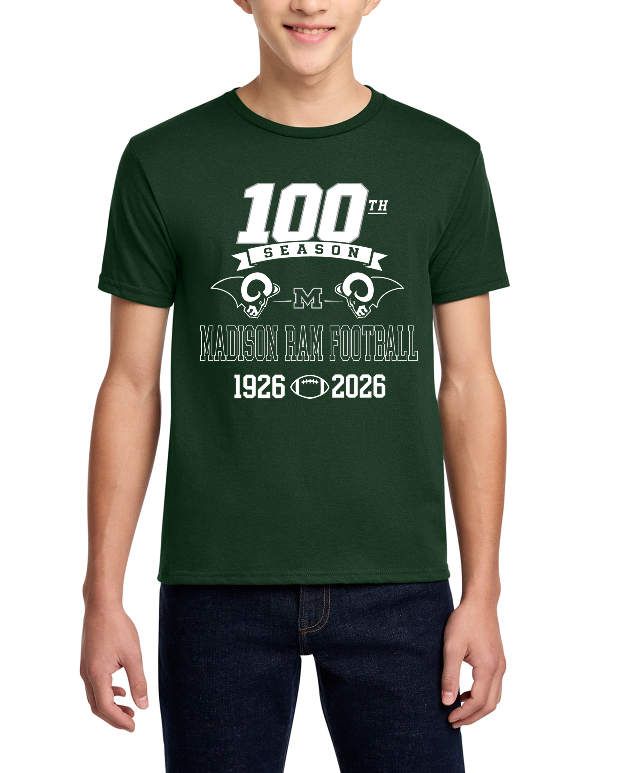 Madison Football 100th Year Short Sleeve (adult & youth) - Image 2