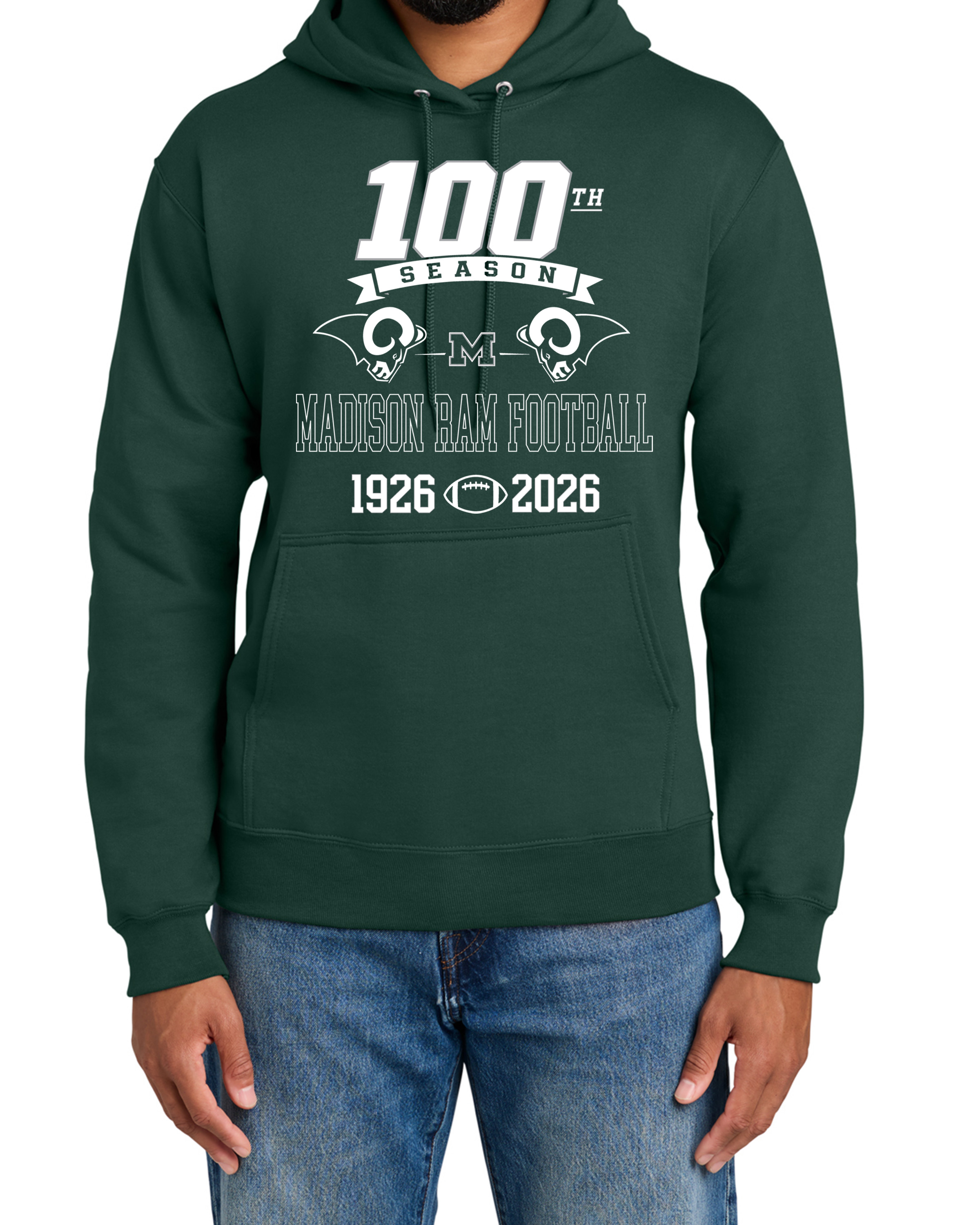 Madison Football 100th Year Essential Fleece Hoodie (adult & youth)